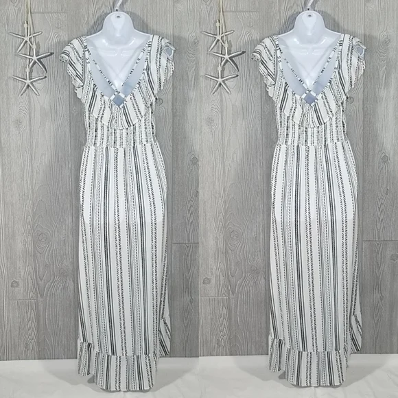 NWT Almost Famous Dress Large Black White Ruffled High Low - Picture 3 of 8